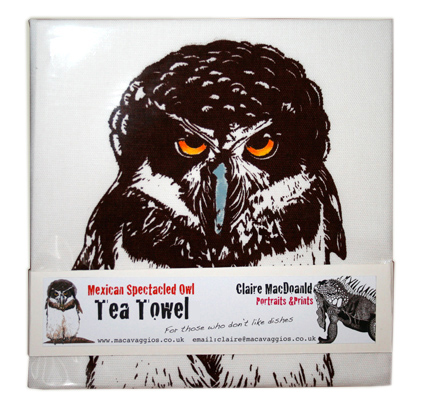mexican owl tea towel